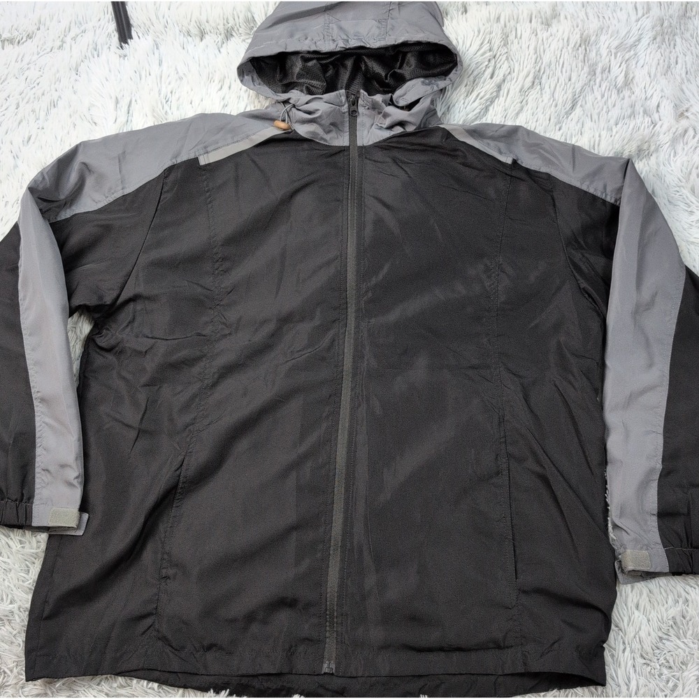 Mack Russo Jacket Mens XL Black Hood Windbreaker Golf Pockets Zip Up NWT